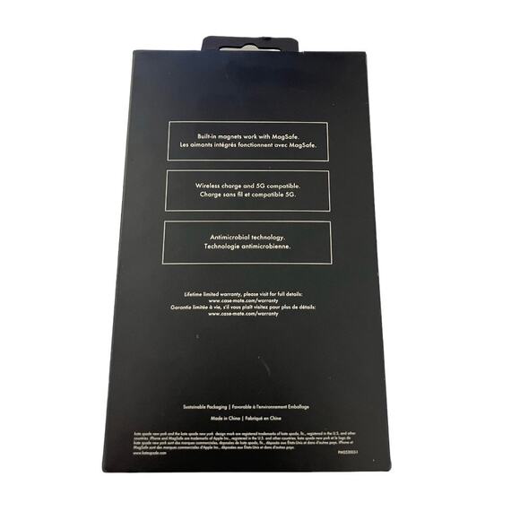 New Kate Spade iPhone 14 Pro Max Black Gold White Phone Case - Picture 3 of 6